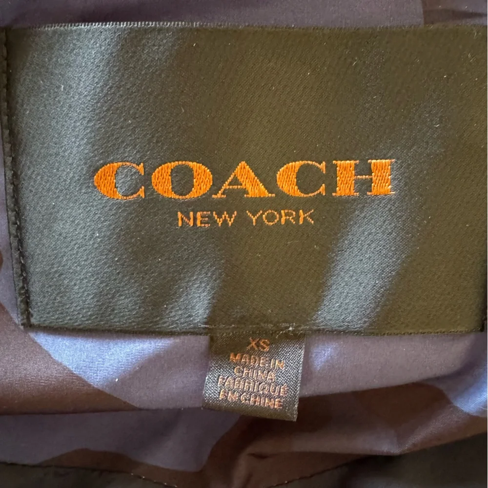 Coach Navy Blue and Black Camo Cropped Hooded Track Jacket Windbreaker Size XS